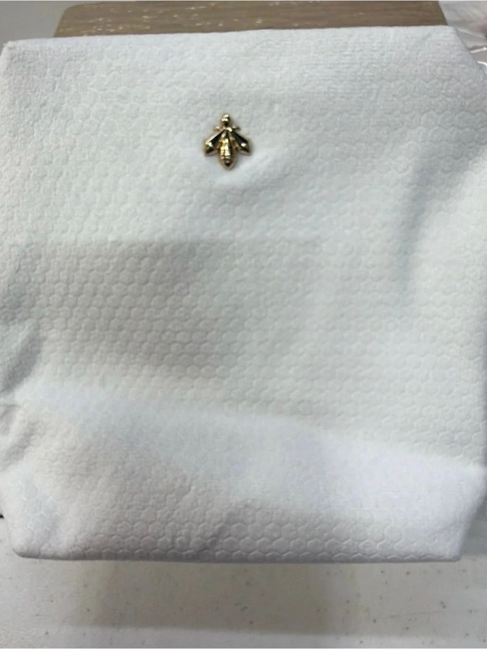 GUERLAIN  white makeup bag gold accent. No box